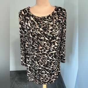 Chico’s Travelers Animal Print Studded Slinky Knit‎ Top